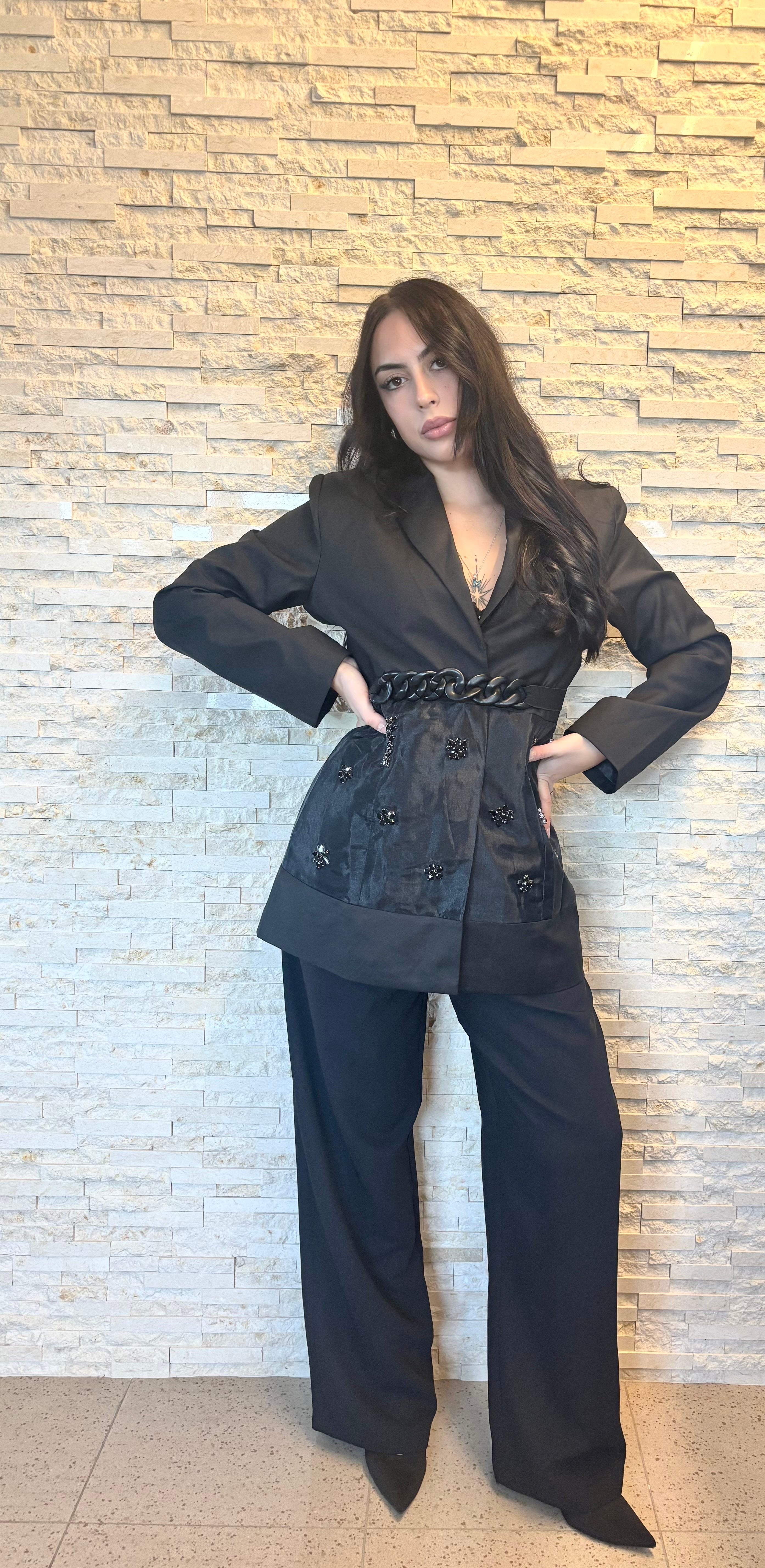 Blazer sfiancato con spalline