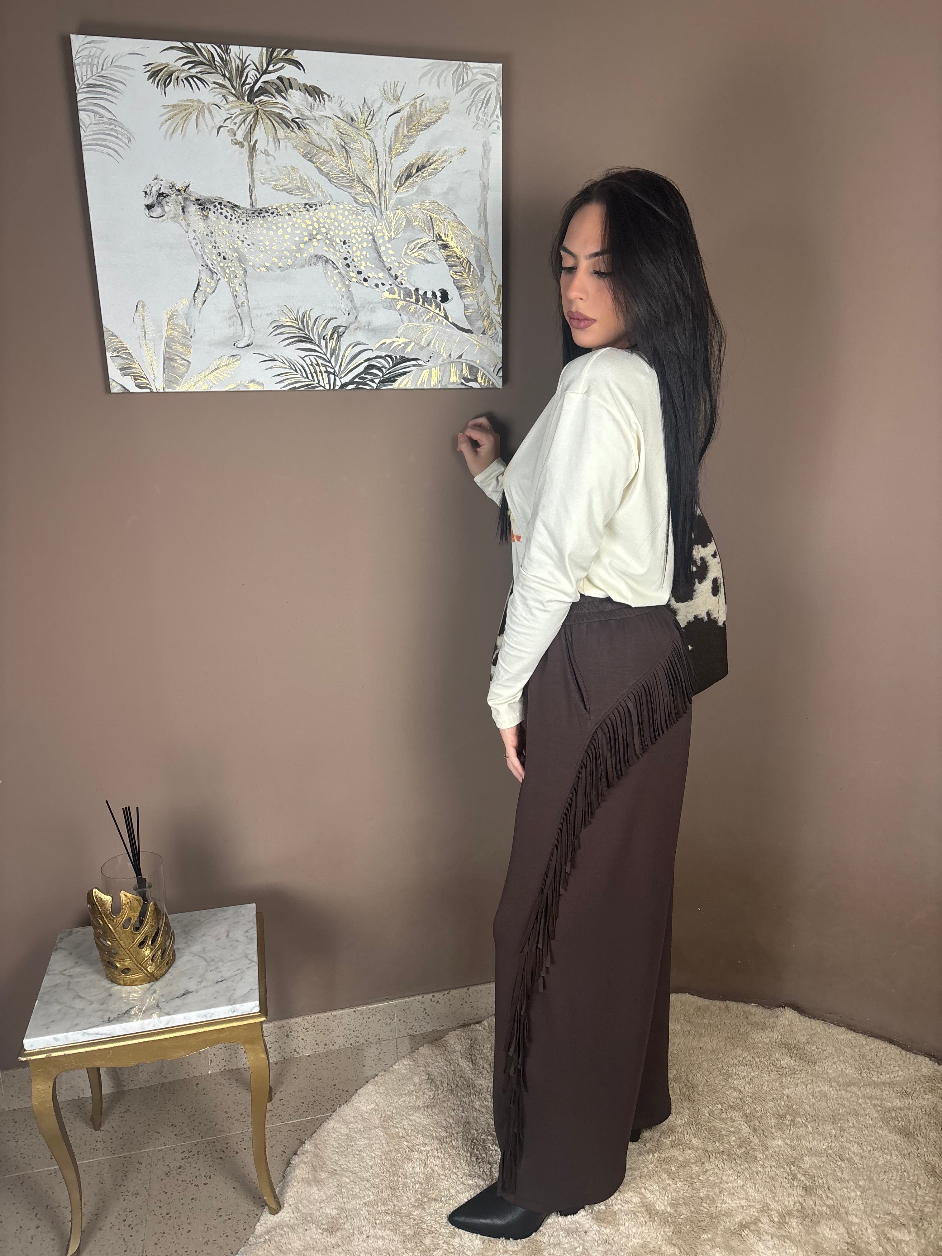 Pantaloni con frange