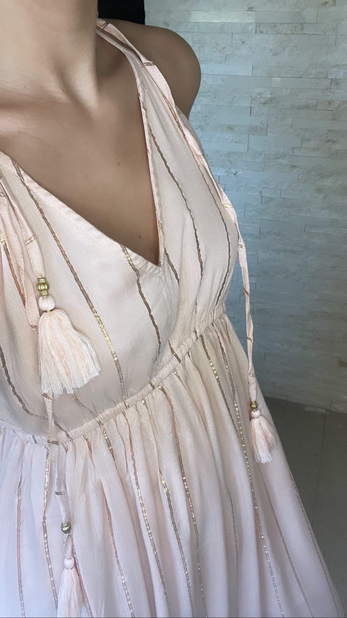 Vestito lungo oro e rosa